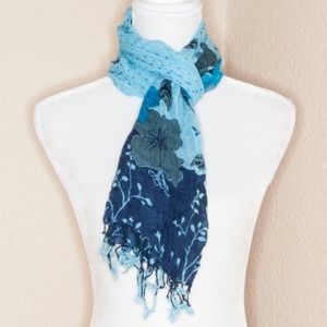 Blue Flower Print Scarf